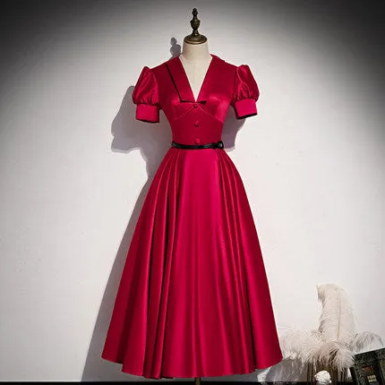 Elegant Red Knee-Length Prom Dress for Women