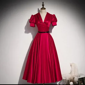 Elegant Red Knee-Length Prom Dress for Women