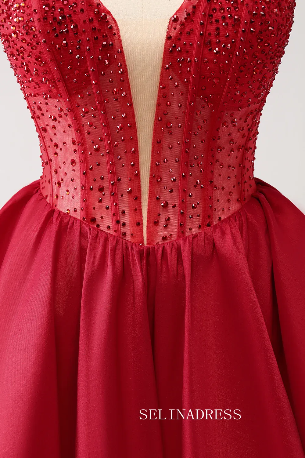 A-line Red Sweetheart Homecoming Dresses Beaded Hoco Dress Cocktail Dress #TKL2353