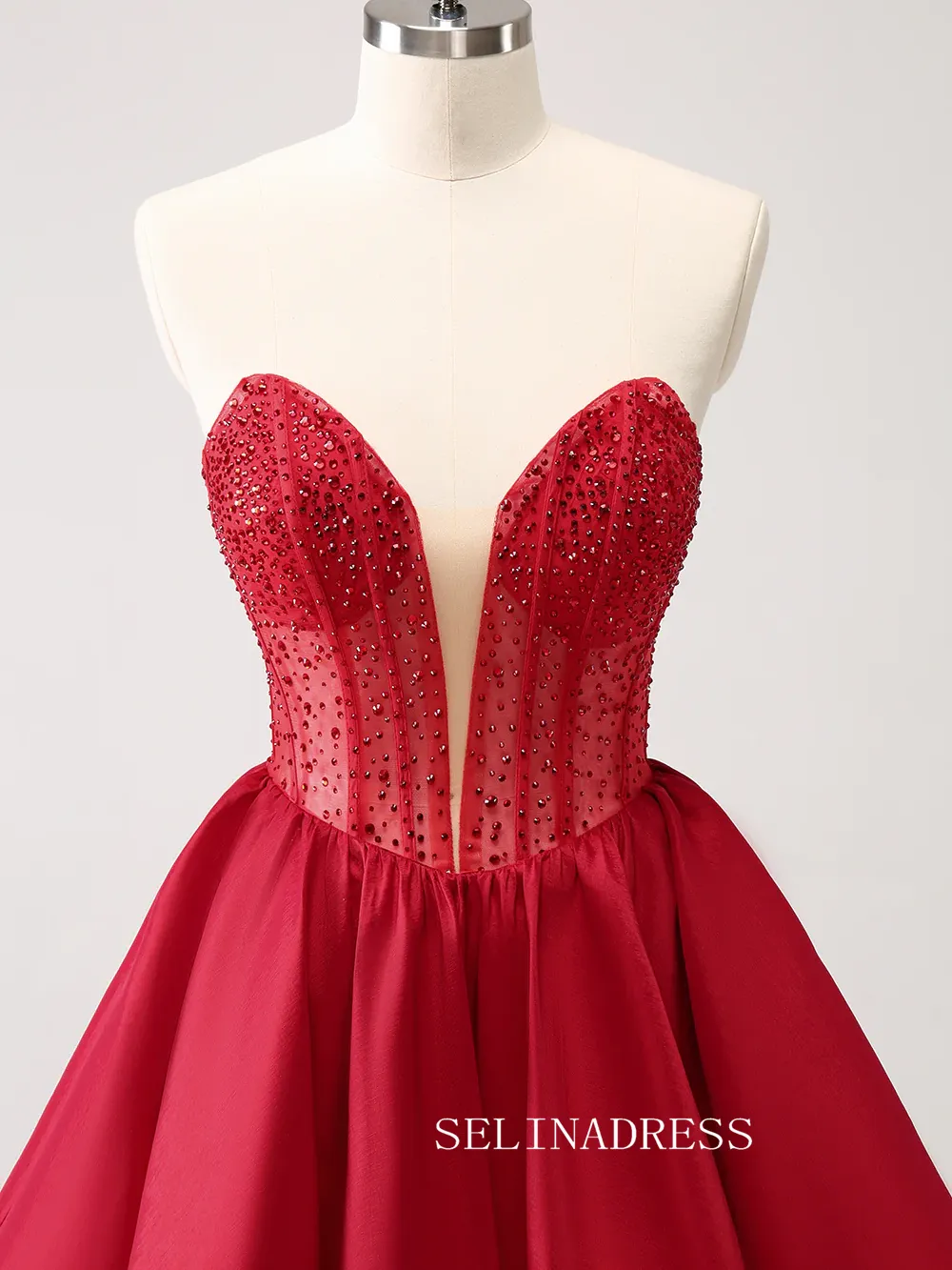 A-line Red Sweetheart Homecoming Dresses Beaded Hoco Dress Cocktail Dress #TKL2353