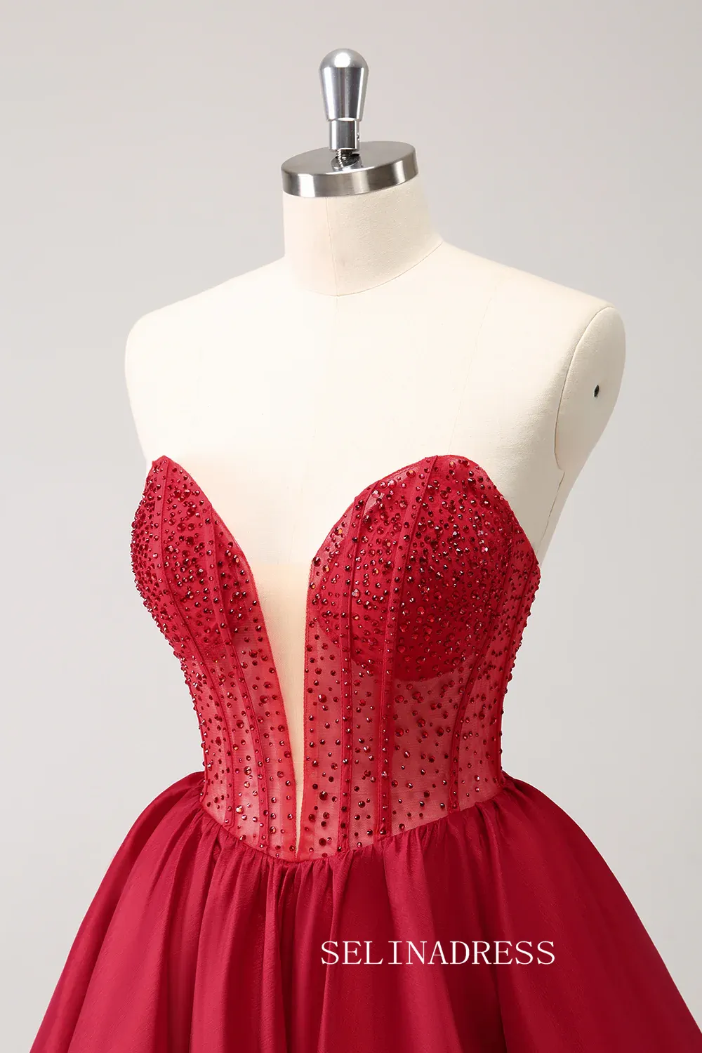 A-line Red Sweetheart Homecoming Dresses Beaded Hoco Dress Cocktail Dress #TKL2353