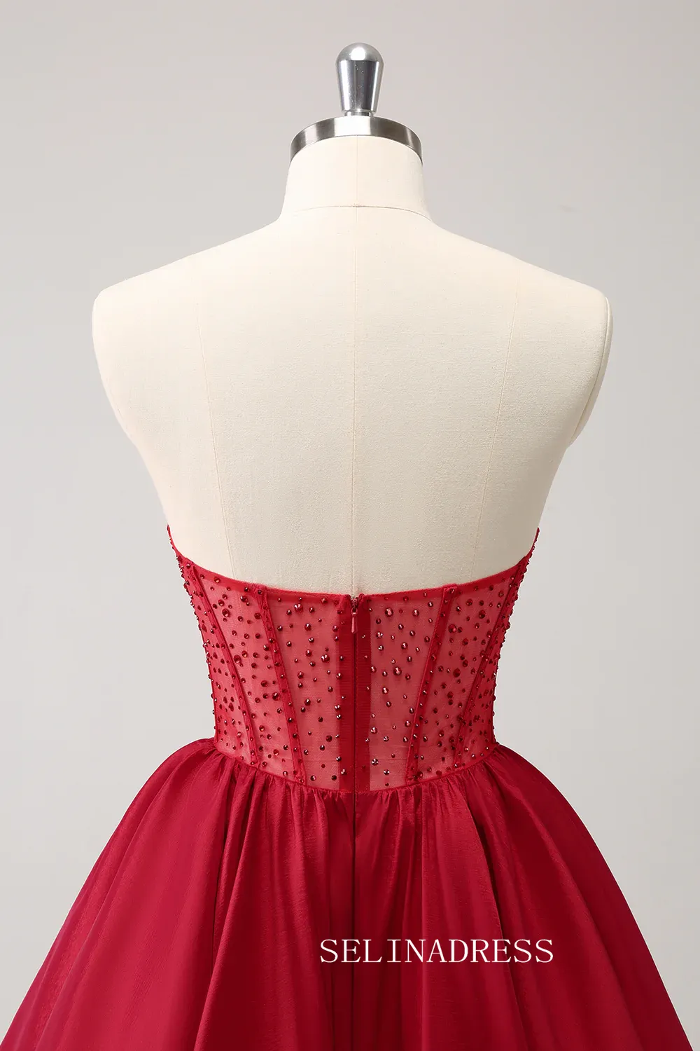 A-line Red Sweetheart Homecoming Dresses Beaded Hoco Dress Cocktail Dress #TKL2353