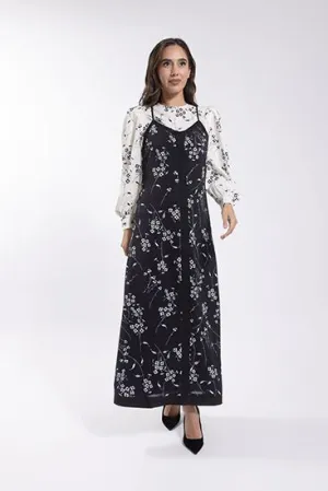 BLACK FLORAL SLIP DRESS