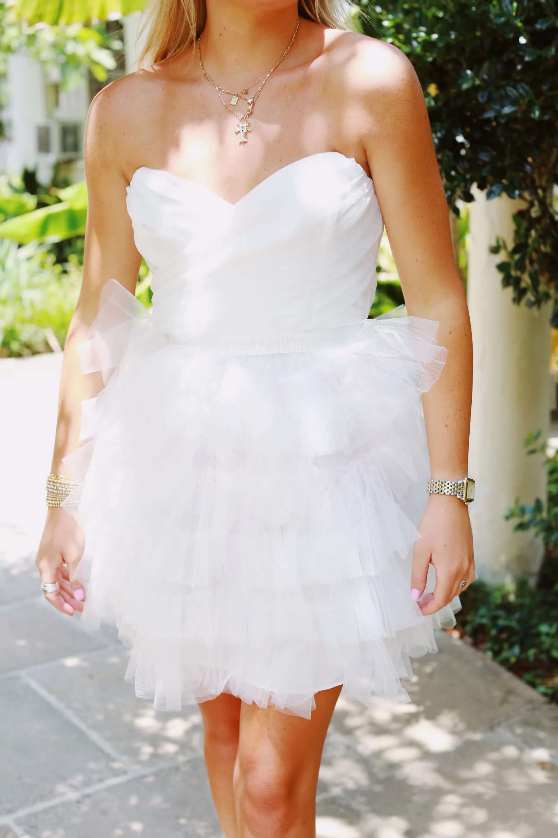 Elegant Ruffles Dress - White