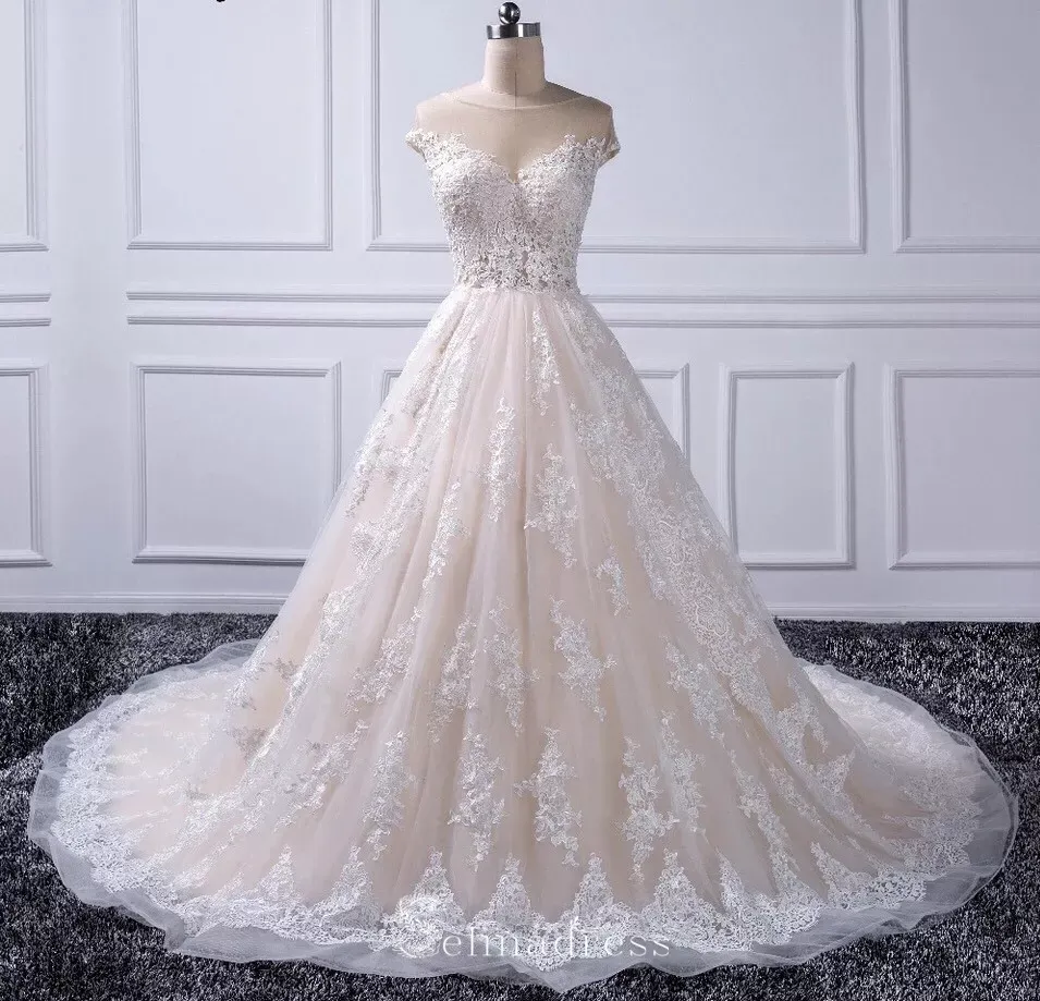 Off-the-shoulder Vintage Wedding Dresses Cheap Lace Rustic Ball Gown Bridal Gowns SEW014